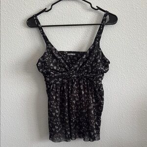 Express Black Floral Y2K Babydoll Women's Top Size Medium
